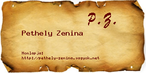 Pethely Zenina névjegykártya